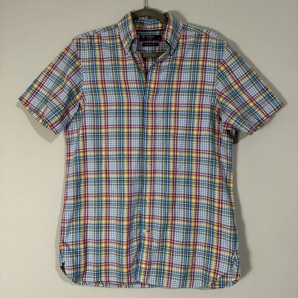 Cremieux Classics Men’s Supima Cotton Plaid Primary Colors Short Sleeve Casual B - Picture 1 of 5